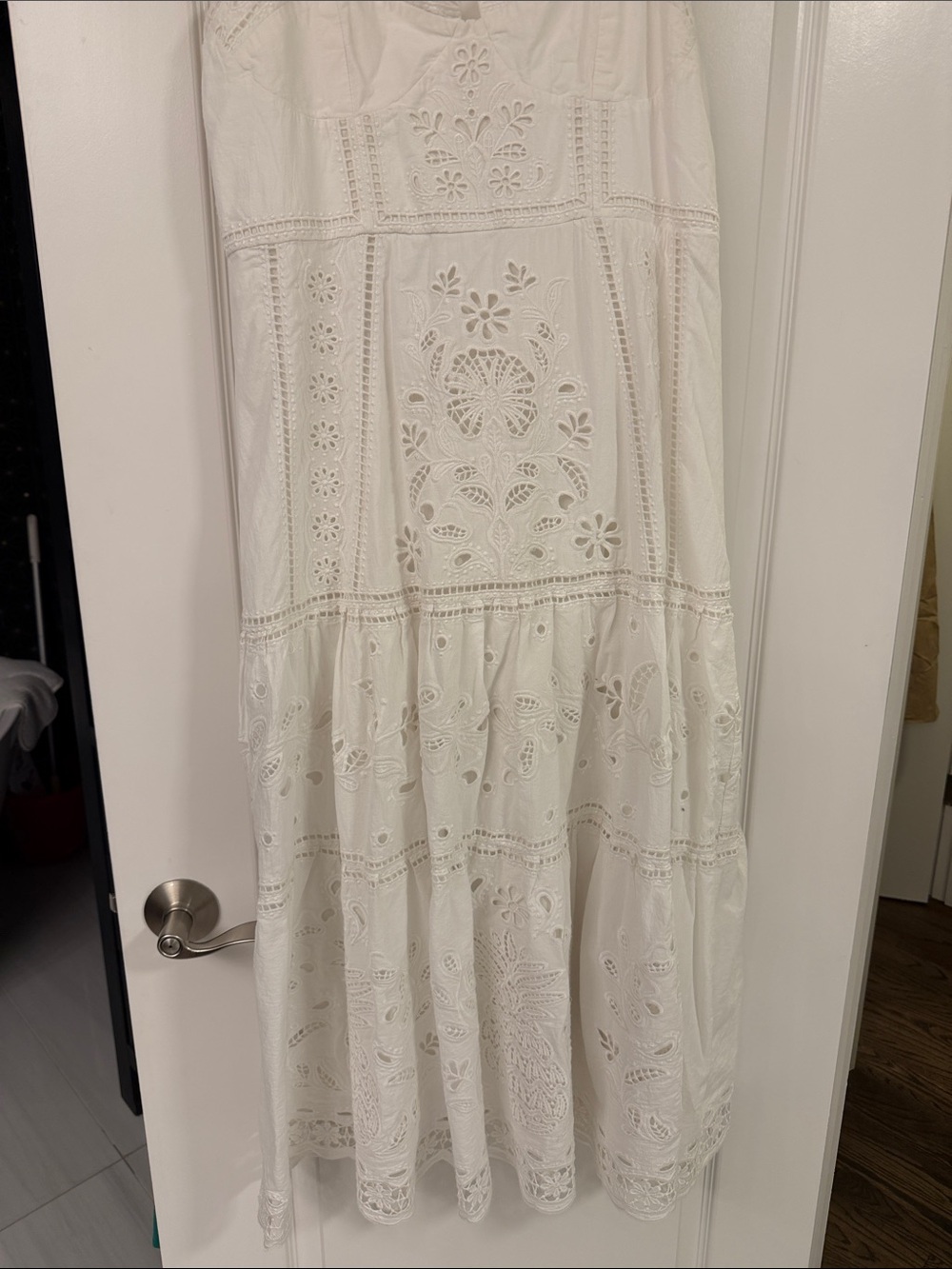 FARM Rio White Eyelet Midi Dress with Scalloped Straps - Picture 7 of 11